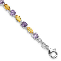 Load image into Gallery viewer, Sterling Silver Amethyst &amp; Citrine w/ 1 ext Bracelet
