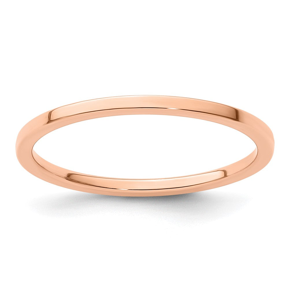 14K Rose Gold 1.2mm Flat Polished Stackable Band Size 7.5