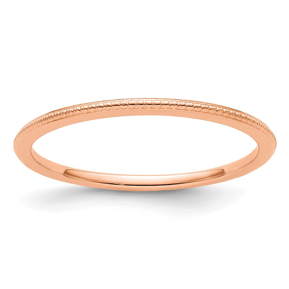 14K Rose Gold 1.2mm Beaded Stackable Band Size 4