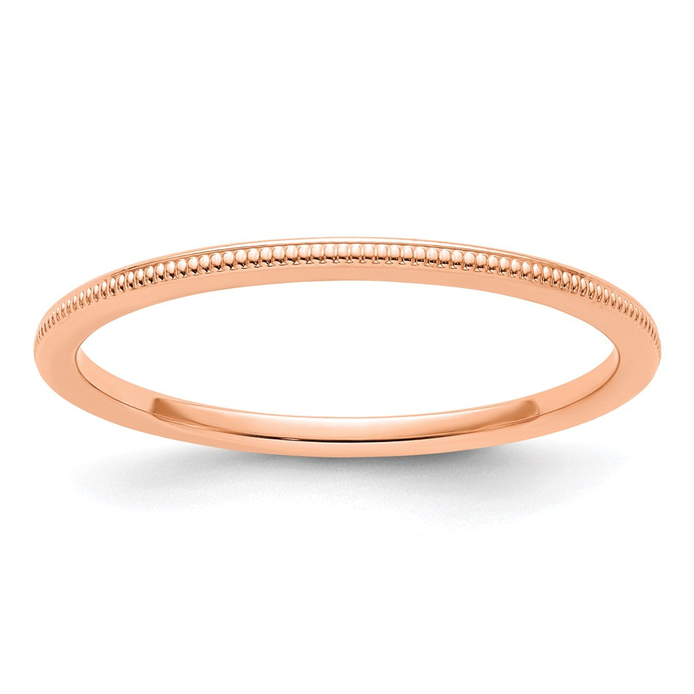 14K Rose Gold 1.2mm Milgrain Stackable Band Size 8.5