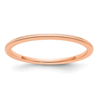 Load image into Gallery viewer, 14K Rose Gold 1.2mm Milgrain Stackable Band Size 5
