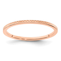 Load image into Gallery viewer, 14K Rose Gold 1.2mm Criss-Cross Pattern Stackable Band Size 8.5
