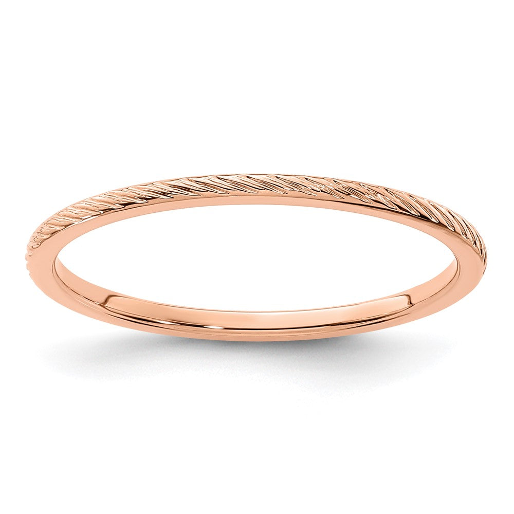 14K Rose Gold 1.2mm Twisted Wire Pattern Stackable Band Size 9.5