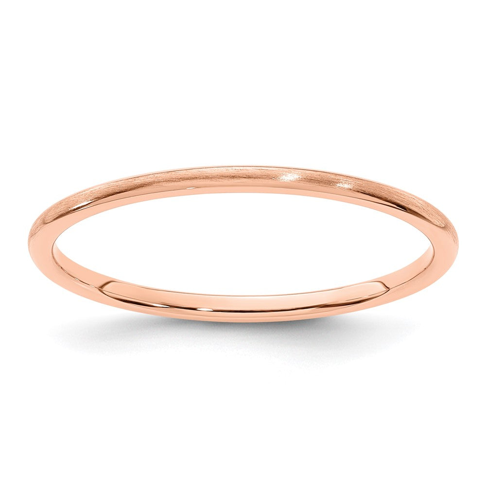14K Rose Gold 1.2mm Half Round Satin Stackable Band Size 6