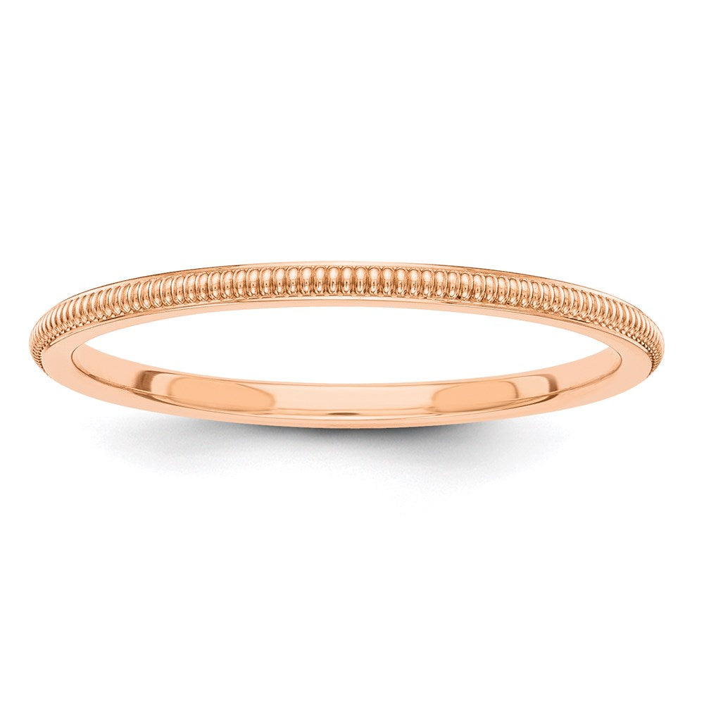 14k Rose Gold 1.5mm Milgrain Stackable Band Size 6