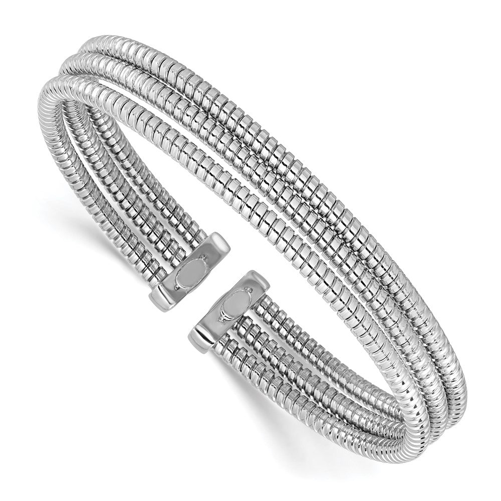 Herco Sterling Silver RHP 3mm 3-Row Wrapped Cuff Bangle