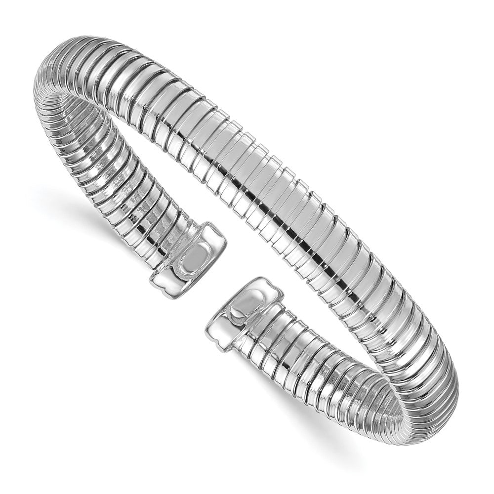 Herco Sterling Silver Rhod-pltd 8.5mm Wrapped Cuff Bangle