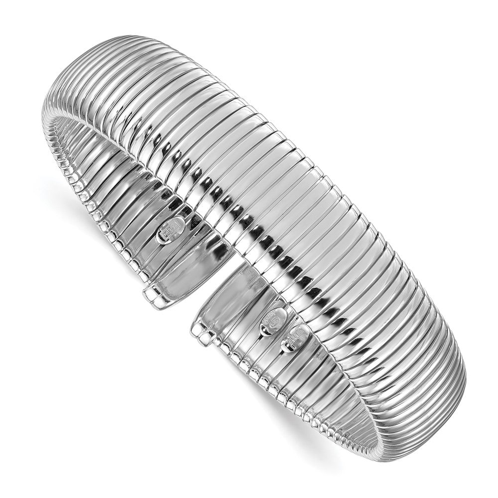 Herco Sterling Silver Rhodium-plated 15.7mm Wrapped Cuff Bangle