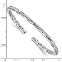 Load image into Gallery viewer, Herco Sterling Silver Rhodium-plated 4mm Wrapped Cuff Bangle
