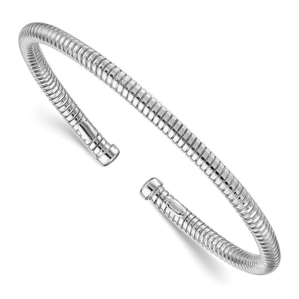 Herco Sterling Silver Rhodium-plated 4mm Wrapped Cuff Bangle