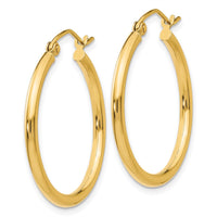 Load image into Gallery viewer, 14k Polished 2x25mm Lightweight Tube Hoop Earrings
