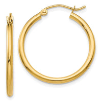 Load image into Gallery viewer, 14k Polished 2x25mm Lightweight Tube Hoop Earrings

