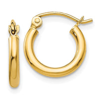 Load image into Gallery viewer, 14k Polished 2x12mm Lightweight Tube Hoop Earrings
