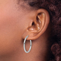 Load image into Gallery viewer, 10K White Gold Polished Hinged Hoop Earrings
