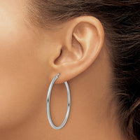 Load image into Gallery viewer, 10K White Gold Polished Hinged Hoop Earrings

