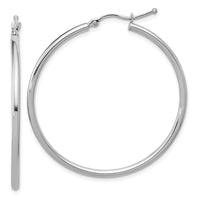 Load image into Gallery viewer, 10K White Gold Polished Hinged Hoop Earrings
