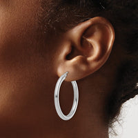 Load image into Gallery viewer, 10K White Gold Polished Hinged Hoop Earrings
