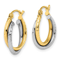 Load image into Gallery viewer, 10K Two-tone D/C Hinged Hoop Earrings
