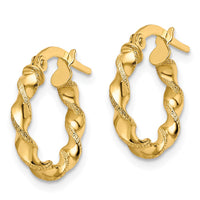 Load image into Gallery viewer, 10K Polished and Textured Twisted Hinged Hoop Earrings
