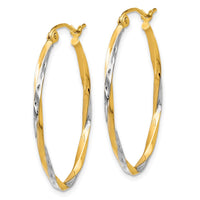 Load image into Gallery viewer, 10K w/Rhodium Oval Hinged Hoop Earrings
