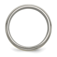 Load image into Gallery viewer, Chisel Titanium Brushed Center with 14k Gold Inlay 8mm Ridged Edge Band
