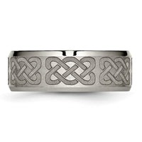 Load image into Gallery viewer, Chisel Titanium Brushed and Polished Celtic Laser Design 8mm Beveled Edge Band

