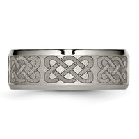 Load image into Gallery viewer, Chisel Titanium Brushed and Polished Celtic Laser Design 8mm Beveled Edge Band
