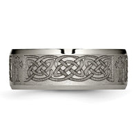 Load image into Gallery viewer, Chisel Titanium Brushed and Polished Cross Laser Design 8mm Beveled Edge Band
