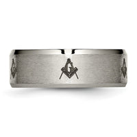 Load image into Gallery viewer, Chisel Titanium Brushed and Polished Masonic Laser Design 8mm Beveled Edge Band
