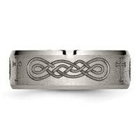 Load image into Gallery viewer, Chisel Titanium Brushed and Polished Cross Laser Design 8mm Beveled Edge Band
