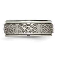 Load image into Gallery viewer, Chisel Titanium Brushed and Polished Celtic Laser Design 8mm Ridged Edge Band
