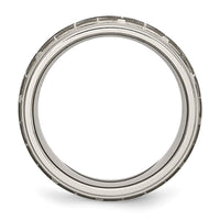Load image into Gallery viewer, Chisel Titanium Brushed and Polished Laser Design 8mm Ridged Edge Band
