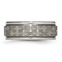 Load image into Gallery viewer, Chisel Titanium Brushed and Polished Laser Design 8mm Ridged Edge Band
