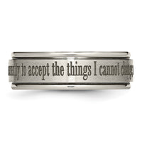 Load image into Gallery viewer, Chisel Titanium Brushed and Polished Serenity Laser Design 8mm Ridged Edge Band
