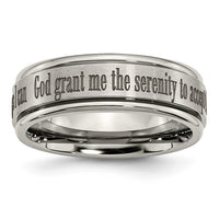 Load image into Gallery viewer, Chisel Titanium Brushed and Polished Serenity Laser Design 8mm Ridged Edge Band
