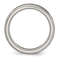 Load image into Gallery viewer, Chisel Titanium Brushed and Polished Cross Laser Design 8mm Ridged Edge Band
