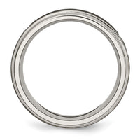 Load image into Gallery viewer, Chisel Titanium Brushed and Polished Cross Laser Design 8mm Ridged Edge Band
