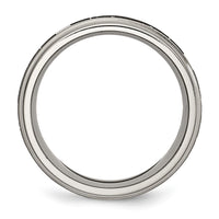 Load image into Gallery viewer, Chisel Titanium Brushed and Polished Claddagh Laser Design 8mm Ridged Edge Band
