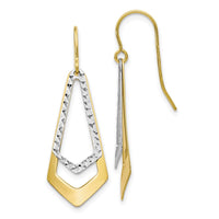 Load image into Gallery viewer, 10K Two-tone D/C Shepherd Hook Dangle Earrings
