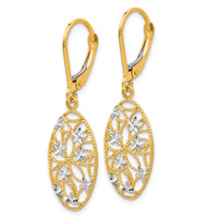 Load image into Gallery viewer, 10K w/Rhodium D/C Leverback Dangle Earrings
