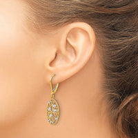 Load image into Gallery viewer, 10K w/Rhodium D/C Leverback Dangle Earrings
