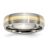 Load image into Gallery viewer, Chisel Titanium Brushed with 14k Gold Inlay 6mm Grooved Band
