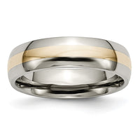 Load image into Gallery viewer, Chisel Titanium Polished with 14k Gold Inlay 6mm Band
