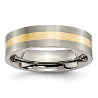 Load image into Gallery viewer, Chisel Titanium Brushed with 14k Gold Inlay 6mm Flat Band
