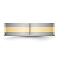 Load image into Gallery viewer, Chisel Titanium Polished with 14k Gold Inlay 6mm Flat Band
