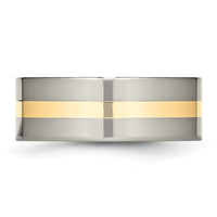 Load image into Gallery viewer, Chisel Titanium Polished with 14k Gold Inlay 8mm Flat Band
