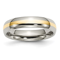 Load image into Gallery viewer, Chisel Titanium Polished with 14k Gold Inlay 5mm Band
