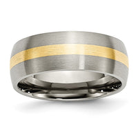 Load image into Gallery viewer, Chisel Titanium Brushed with 14k Gold Inlay 8mm Band
