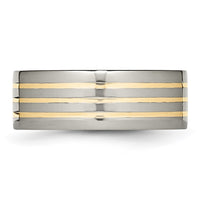 Load image into Gallery viewer, Chisel Titanium Polished with 14k Gold Inlay 8mm Flat Band

