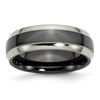 Load image into Gallery viewer, Chisel Titanium Grey and Black Ti Polished 7mm Band
